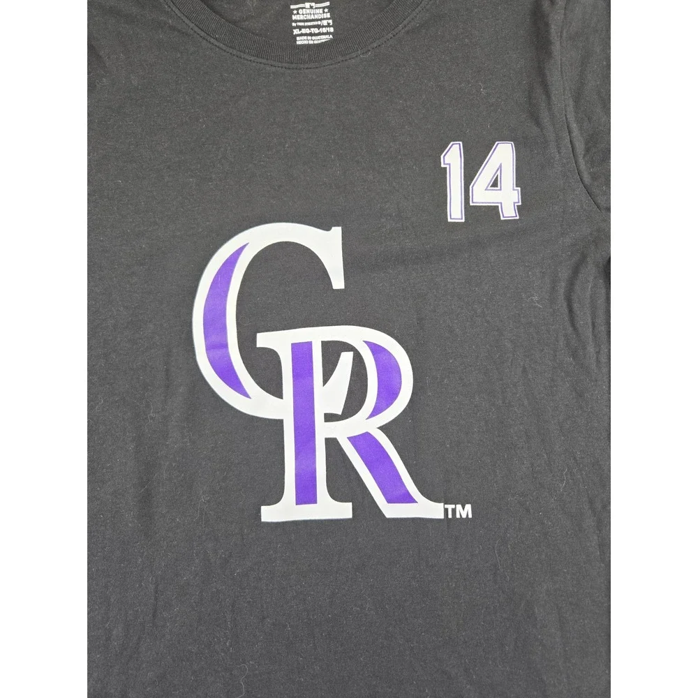 MLB Colorado Rockies Ezequiel Tovar 14 Kids XL 16/18 Black Player T-Shirt